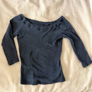 Brandy Melville Navy Long Sleeve off shoulder Top